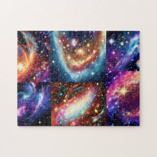 Golden galactisch paars blauw neonsteruniversum legpuzzel