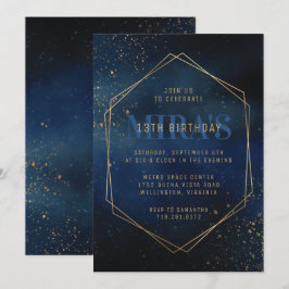 Golden Galaxy Birthday Uitnodiging