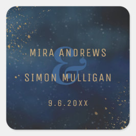 Golden Galaxy Vierkante Sticker