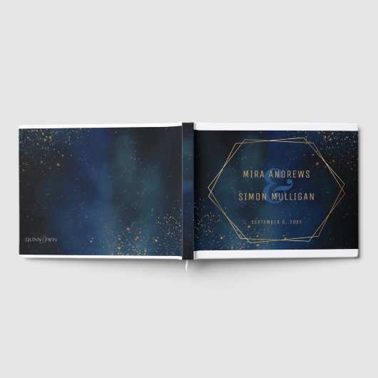 Golden Galaxy Wedding Invitation Gastenboek (Volledig)