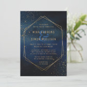 Golden Galaxy Wedding Invitation Kaart (Staand voorkant)