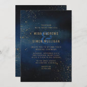 Golden Galaxy Wedding Invitation Kaart (Voorkant / Achterkant)