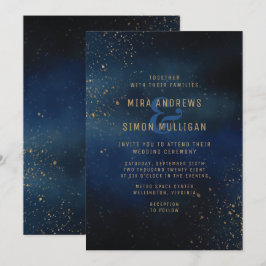 Golden Galaxy Wedding Invitation Kaart