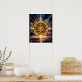 Golden Galaxy Zodiac Mandala | Luxe Poster (Keuken)