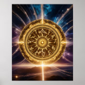 Golden Galaxy Zodiac Mandala | Luxe Poster (Voorkant)