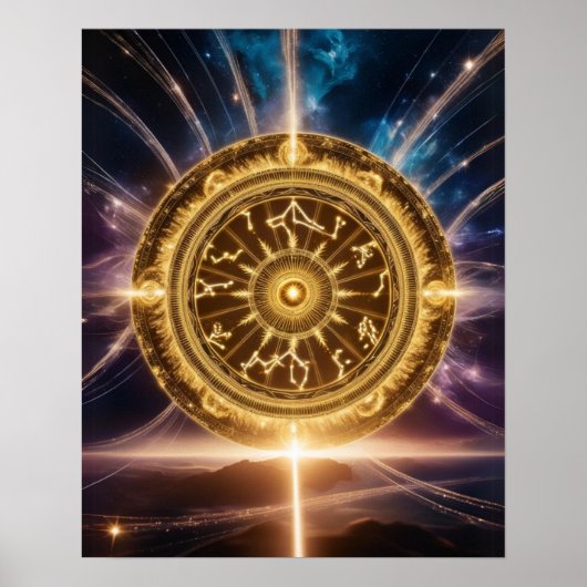 Golden Galaxy Zodiac Mandala | Luxe Poster (Voorkant)