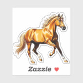 Golden Galloping Horse Sticker Illustration (Vel)