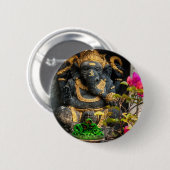 Golden Ganesha & Balinese Offerings Badge Ronde Button 5,7 Cm (Voorkant /achterkant)