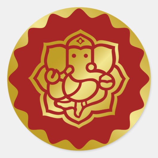Golden Ganesha Design Ronde Sticker (Voorkant)