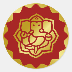 Golden Ganesha Design Ronde Sticker