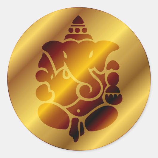 Golden Ganesha Design Ronde Sticker (Voorkant)
