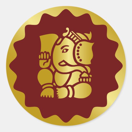 Golden Ganesha Design Ronde Sticker (Voorkant)