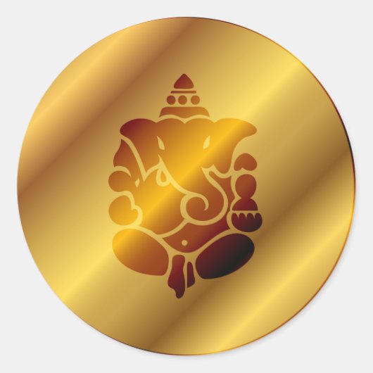 Golden Ganesha Design Ronde Sticker (Voorkant)