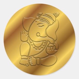 Golden Ganesha Design Ronde Sticker