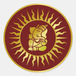 Golden Ganesha Design Ronde Sticker