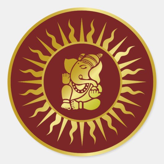 Golden Ganesha Design Ronde Sticker (Voorkant)