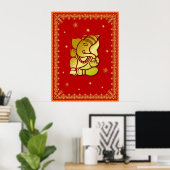 Golden Ganesha Poster (Thuiskantoor)