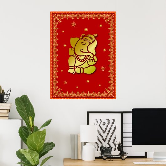 Golden Ganesha Poster (Thuiskantoor)