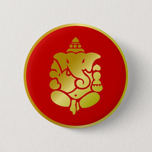 Golden Ganesha Ronde Button 5,7 Cm (Voorkant)