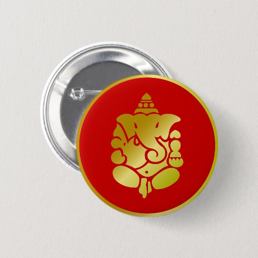 Golden Ganesha Ronde Button 5,7 Cm (Voorkant /achterkant)