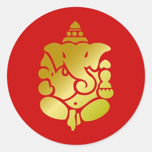 Golden Ganesha Ronde Sticker (Voorkant)