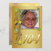 Golden Garden 104e verjaardag feestuitnodiging Kaart (Voorkant / Achterkant)