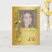 Golden Garden 14e foto Verjaardag Kaart (Gele Bloem)