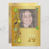 Golden Garden 14e uitnodiging van de Birthday (Voorkant / Achterkant)