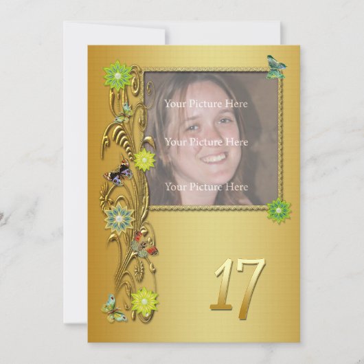 Golden Garden 17e uitnodiging van de Birthday (Voorkant)