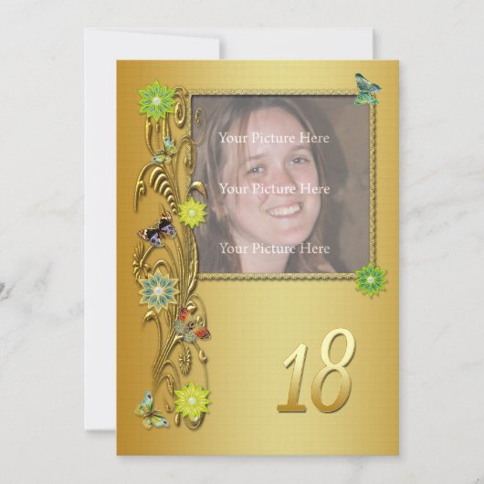 Golden Garden 18e uitnodiging van de Birthday (Voorkant)