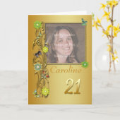 Golden Garden 21e foto Verjaardag Kaart (Gele Bloem)