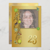 Golden Garden 23e uitnodiging van de Birthday (Voorkant / Achterkant)