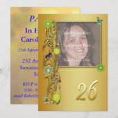 Golden Garden 26th Birthday party uitnodiging (Voorkant / Achterkant)