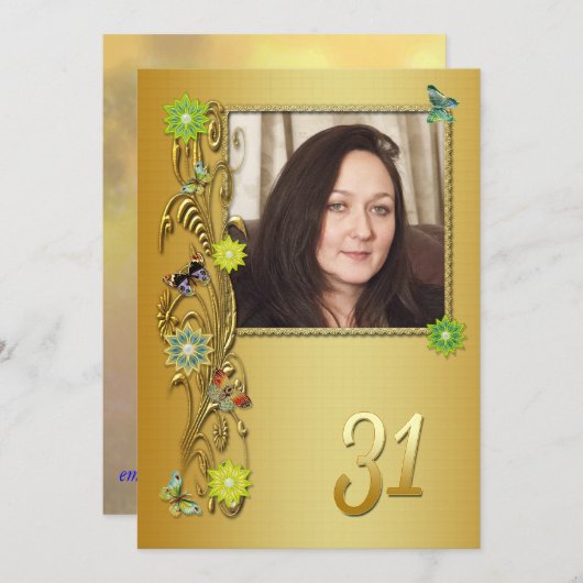 Golden Garden 31e verjaardag uitnodiging (Voorkant / Achterkant)