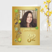Golden Garden 32e foto Birthday Kaart (Gele Bloem)