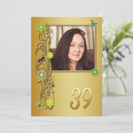 Golden Garden 39e verjaardag uitnodiging (Staand voorkant)