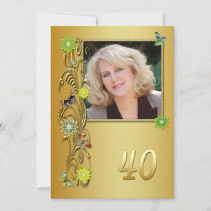 Golden Garden 40th Birthday party-uitnodiging Kaart