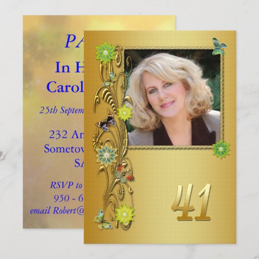 Golden Garden 41e verjaardag uitnodiging (Voorkant / Achterkant)