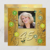 Golden Garden 45th Birthday party uitnodiging (Voorkant / Achterkant)