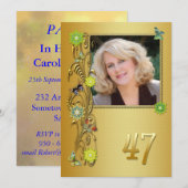 Golden Garden 47e verjaardag uitnodiging (Voorkant / Achterkant)