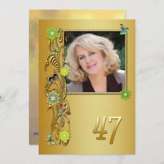 Golden Garden 47e verjaardag uitnodiging (Voorkant / Achterkant)