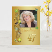 Golden Garden 47th Photo Birthday Kaart (Gele Bloem)