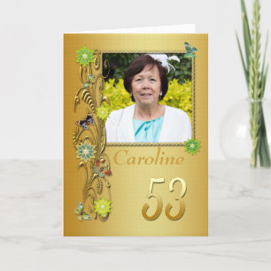 Golden Garden 53rd Photo Birthday Kaart