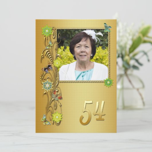 Golden Garden 54ste verjaardag uitnodiging (Staand voorkant)