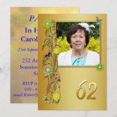 Golden Garden 62e verjaardag uitnodiging (Voorkant / Achterkant)