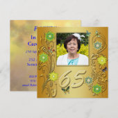 Golden Garden 65th Birthday party uitnodiging (Voorkant / Achterkant)