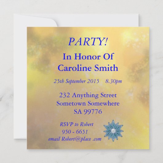 Golden Garden 65th Birthday party uitnodiging (Achterkant)