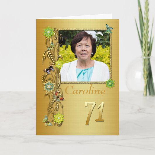 Golden Garden 71e foto Birthday Card Kaart (Voorkant)