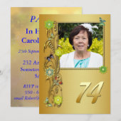 Golden Garden 74e verjaardag uitnodiging (Voorkant / Achterkant)