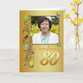 Golden Garden 80e foto Verjaardag Kaart (Gele Bloem)